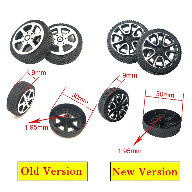 EUDAX 100pcs Plastic Roll 2mm Dia Shaft Car Truck Model Toys Wheel (30mmx9mm) - Image 5